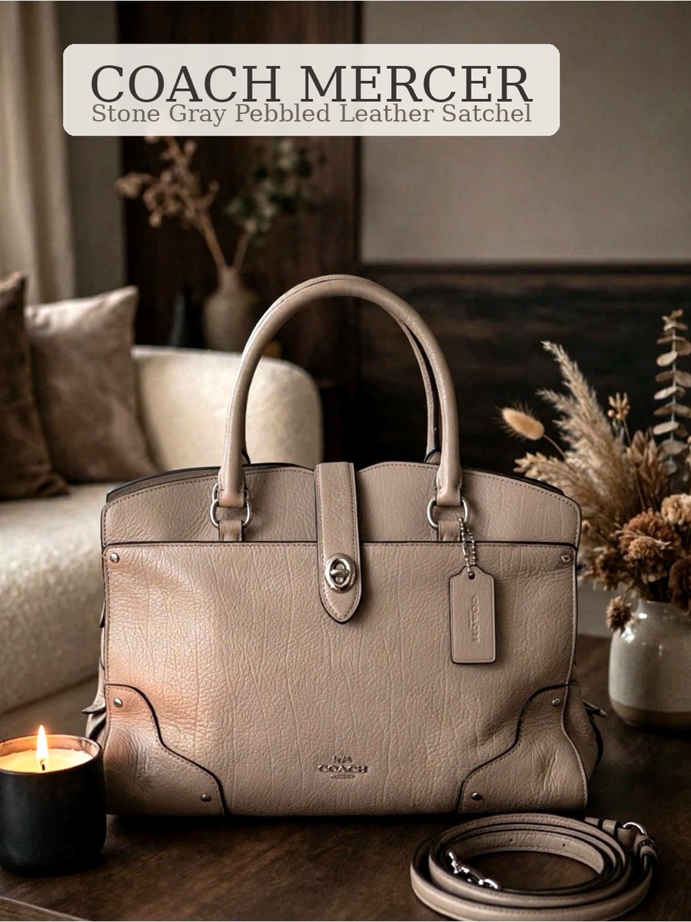 Coach Mercer 30 Pebbled Leather Satchel